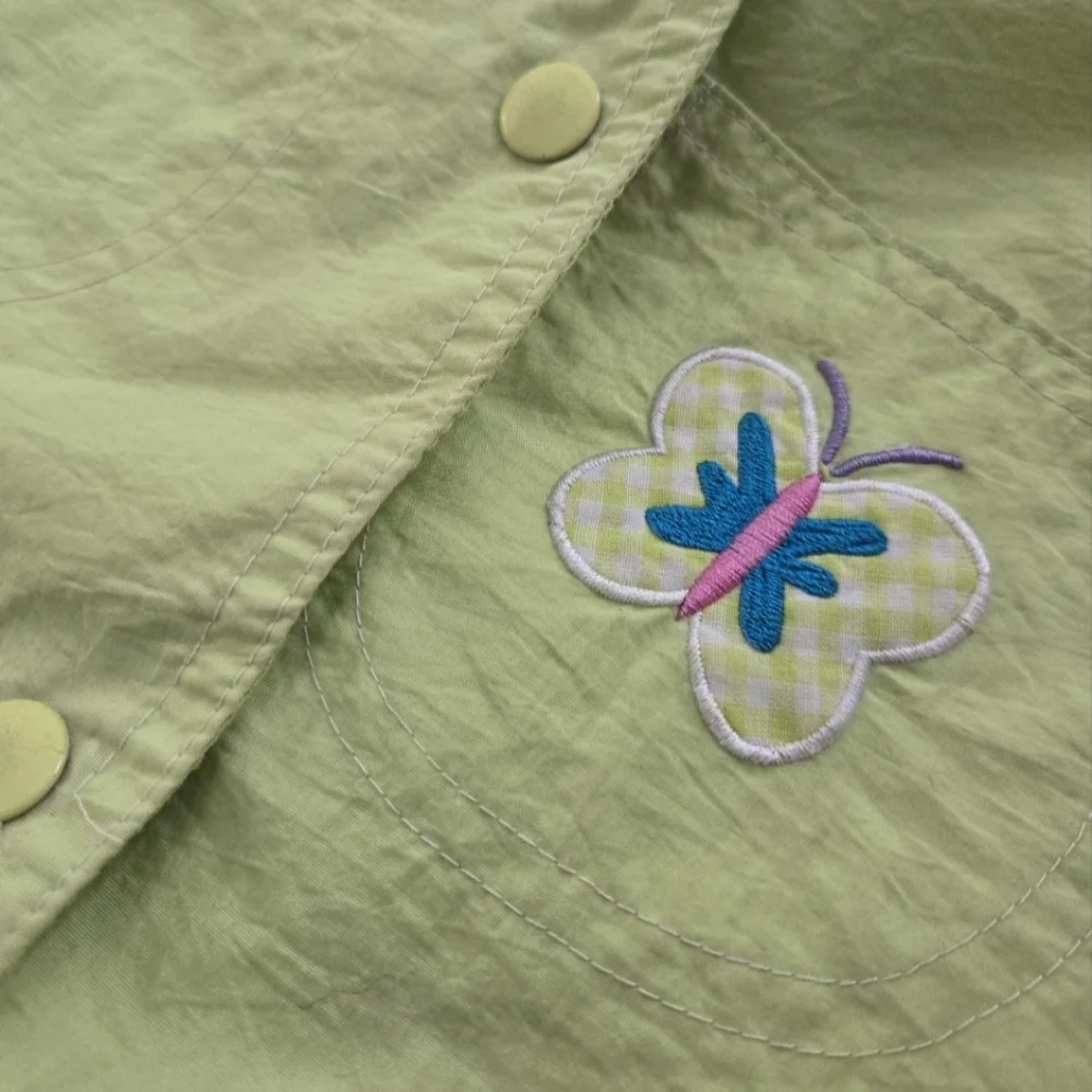 Vintage Y2K Carter's lime green butterfly hooded lightweight jacket